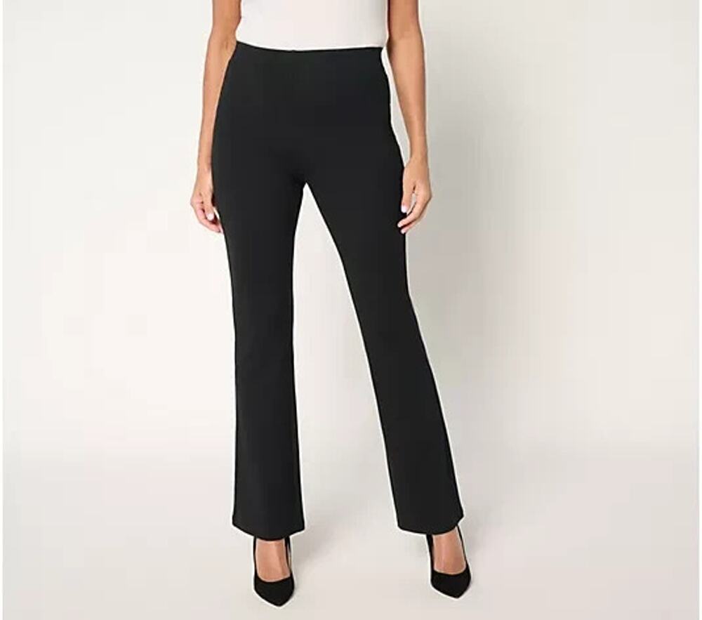 Women With Control Pants Women 1X Petite Black 86/14 La Petite Bell Ankle Office
